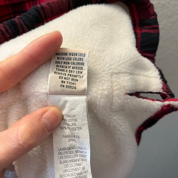 L.L.Bean Sherpa Lined Flannel Hooded Jacket Red Plaid XS Petite Cozy Shacket - Picture 7 of 7